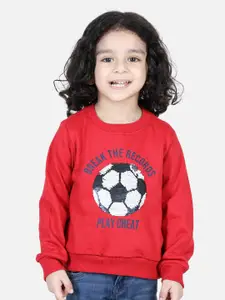 BownBee Boys Football Sequinned Embellished Pullover Cotton Sweatshirt
