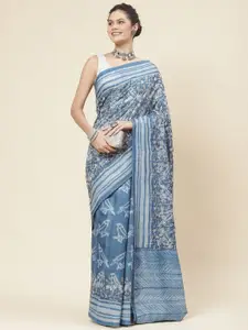 Meena Bazaar Blue Art Silk Saree