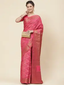 Meena Bazaar Pink Art Silk Saree