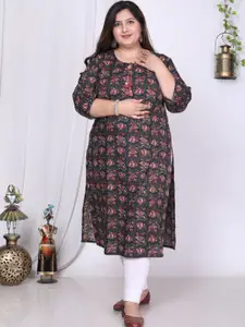Swasti Plus Size Floral Printed Cotton Straight Kurta