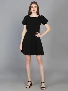 Chemistry Puff Sleeves Fit and Flare Dress