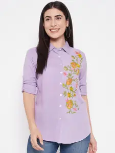 Ruhaans Classic Floral Embroidered Casual Shirt