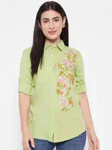 Ruhaans Classic Floral Embroidered Casual Shirt