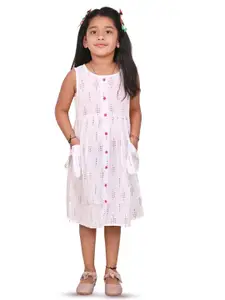BAESD Girls Geometric Printed Sleeveless A-Line Cotton Dress