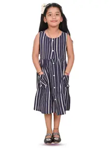 BAESD Girls Striped Gathered Cotton A-Line Dress