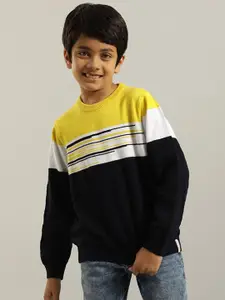 Indian Terrain Boys Colourblocked Pure Cotton Pullover Sweater