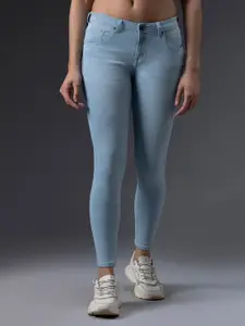 High Star Women Slim Fit High-Rise Clean Look Light Fade Stretchable Cropped Jeans