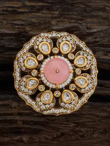Kushal's Fashion Jewellery Embellished Bridal  Kundan-Stone Floral Statement Finger Ring