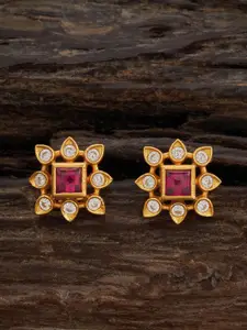 Kushal's Fashion Jewellery Gold-Plated Artificial Stones Studded Classic Studs Earrings