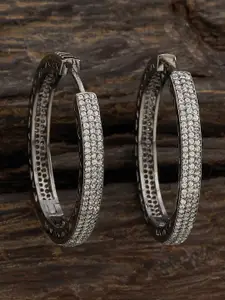 Kushal's Fashion Jewellery Rhodium-Plated Classic Hoop Earrings