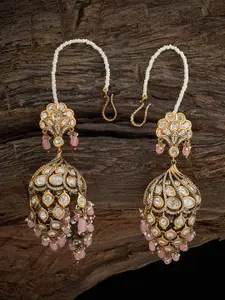 Kushal's Fashion Jewellery Kundan Studded Ethnic Jhumkas Earrings