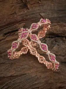 Kushal's Fashion Jewellery 2Pc Rose Gold Plated CZ Studded Ethnic Bangles