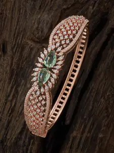 Kushal's Fashion Jewellery Rose Gold Plated CZ Studded Kada Bracelet