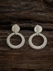 Kushal's Fashion Jewellery Rhodium Plated CZ Studded Classic Drop Earrings