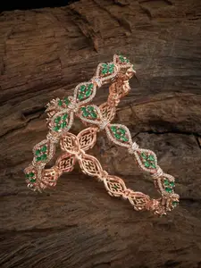 Kushal's Fashion Jewellery 2Pc Rose Gold Plated CZ Studded Ethnic Bangles