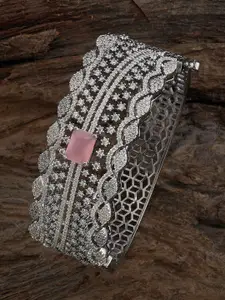 Kushal's Fashion Jewellery Rhodium-Plated Zircon Kada Bracelet