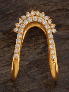 Kushal's Fashion Jewellery 92.5 Pure Silver Gold-Plated CZ Studded Floral Finger Ring