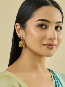 Kushal's Fashion Jewellery Embellished Bridal Silver-Studded Classic Jhumkas