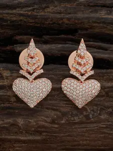 Kushal's Fashion Jewellery Rose Gold-Plated Zircon-Studded Classic Drop Earrings