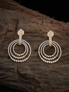 Kushal's Fashion Jewellery Rhodium-Plated Cubic Zirconia Studded Classic Drop Earrings