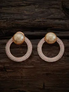 Kushal's Fashion Jewellery Rose Gold-Plated Classic Zircon-Studded Studs Earrings