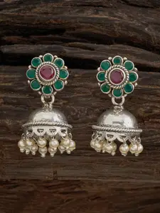 Kushal's Fashion Jewellery Red & Green Classic Jhumkas Earrings