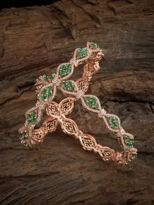 Kushal's Fashion Jewellery 2Pc Rose Gold Plated Stones Studded Ethnic Bangles