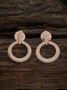Kushal's Fashion Jewellery Rose Gold Plated CZ Studded Classic Drop Earrings