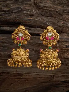 Kushal's Fashion Jewellery Gold Plated 92.5 Pure Silver Stone Studded Classic Jhumkas