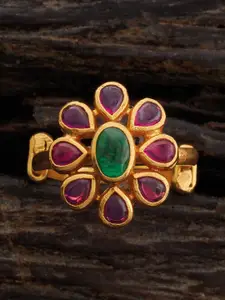 Kushal's Fashion Jewellery Gold Plated Temple Silver Finger Ring