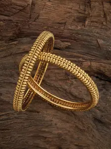 Kushal's Fashion Jewellery 2Pc Gold Plated Ethnic Antique Bangles
