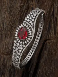 Kushal's Fashion Jewellery Rhodium-Plated Cubic Zirconia Bangle Style Bracelet