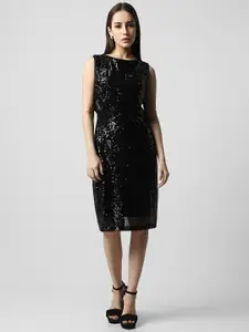 Van Heusen Woman Embellished Sequined Boat Neck Sheath Dress