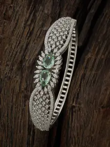 Kushal's Fashion Jewellery Rhodium-Plated Cubic Zirconia Kada Bracelet