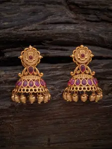 Kushal's Fashion Jewellery Gold-Plated Dome Shaped Antique Jhumkas