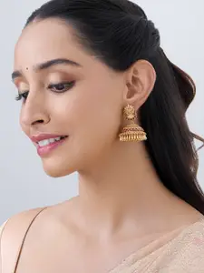 Kushal's Fashion Jewellery Gold Plated Classic Temple Jhumkas