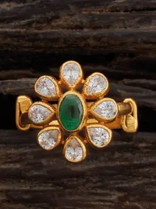 Kushal's Fashion Jewellery Gold-Plated 92.5 Pure Silver Temple Finger Ring