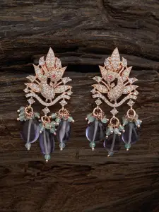 Kushal's Fashion Jewellery Sea Green & Lavender Classic Drop Earrings