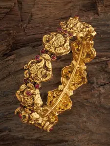 Kushal's Fashion Jewellery Gold Plated 92.5 Pure Silver Stones Studded Ethnic Bangle