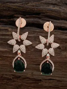Kushal's Fashion Jewellery Rose Gold-Plated Cubic Zirconia Studded Classic Drop Earrings
