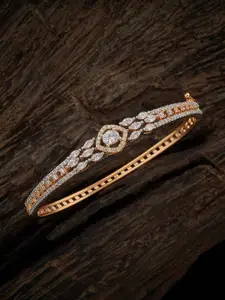 Kushal's Fashion Jewellery Rhodium-Plated Zircon-Studded Kada Bracelet