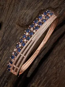 Kushal's Fashion Jewellery Rose Gold-Plated Zircon-Studded Kada Bracelet