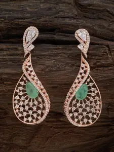 Kushal's Fashion Jewellery Rhodium-Plated Cubic Zirconia Classic Drop Earrings