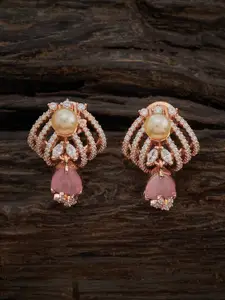 Kushal's Fashion Jewellery Rose Gold-Plated Cubic Zirconia Classic Drop Earrings