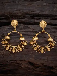 Kushal's Fashion Jewellery Gold-Plated Antique Circular Drop Earrings