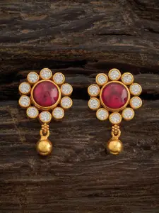 Kushal's Fashion Jewellery Gold-Plated 92.5 Pure Silver Temple Classic Drop Earrings