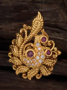 Kushal's Fashion Jewellery Gold-Plated Stones-Studded Antique Finger Ring