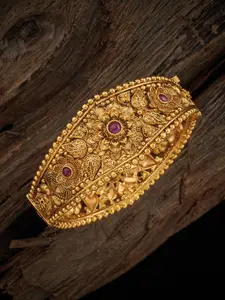 Kushal's Fashion Jewellery Gold Plated Stones Studded Ethnic Antique Bangles