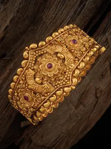 Kushal's Fashion Jewellery Gold-Plated Stone-Studded Kada Bracelet