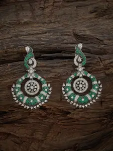 Kushal's Fashion Jewellery Rhodium-Plated Zircon Drop Earrings